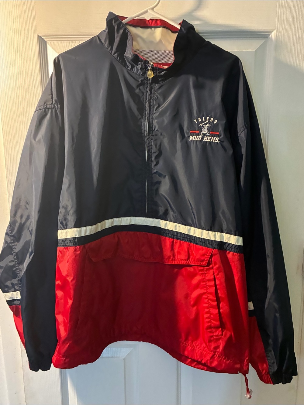 Gear For Sports Navy, Red & White Pullover Windbreaker Vintage Toledo Mudhens